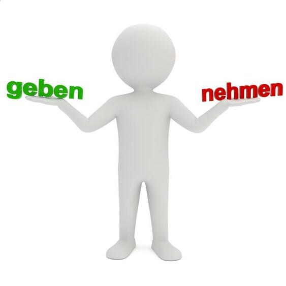 Geben & NehmenBraucht jemand Ihre Hilfe, sollte Sie diese nicht verwehren. Schließlich wissen Sie nicht, wann auch Sie wieder einmal Unterstützung in Anspruch nehmen müssen.