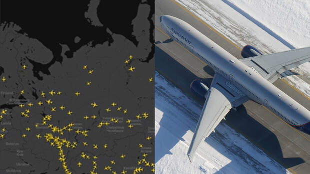 Eine Boeing 777 der russischen Staatslinie Aeroflot. Die Maschinen fliegen trotz Sanktionen weiter, zeigen Flugdaten. 