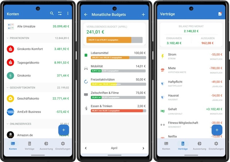 Outbank Test und Vergleich Screenshots