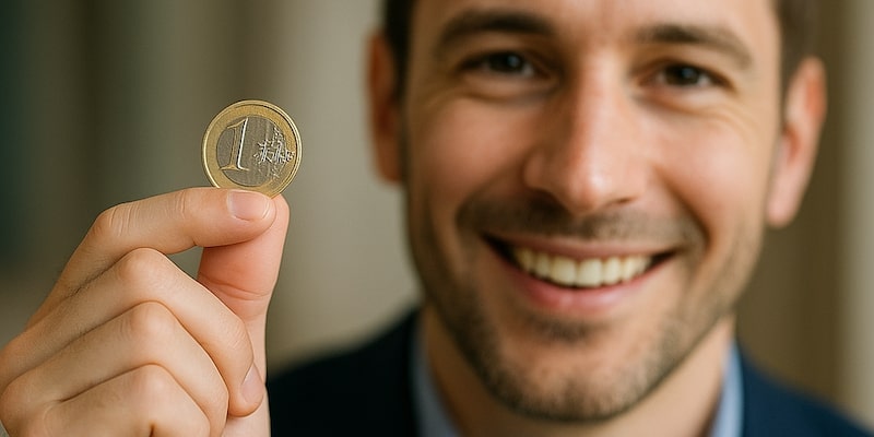 Nahaufnahme eines Mannes mit 1-Euro-Münze – Einstieg in Private Equity mit Trade Republic AB
